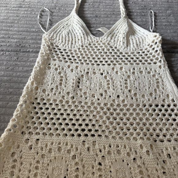 Aerie Cream White Knit Cover-Up Beach Swim Pool Dress Size Small New With Tags - Picture 3 of 5
